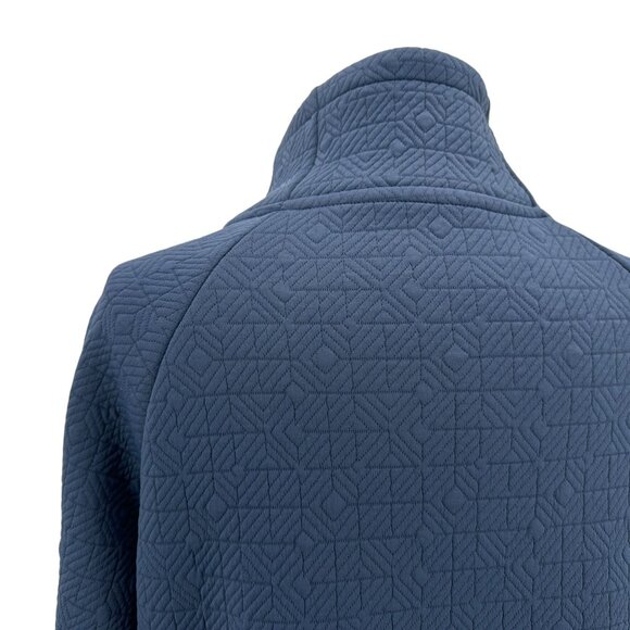 Athleta Jacquard Elevation Quilted Pullover Navy Blue Sweatshirt Womens Medium - Picture 6 of 9